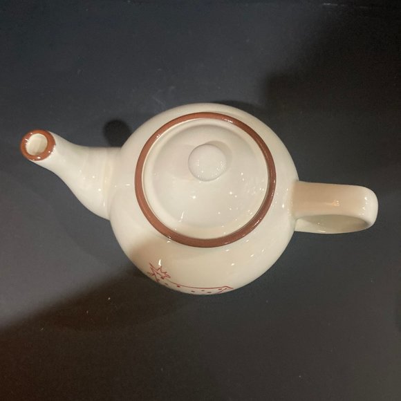 Terracotta Teapot Tea Pot with Chicken Rooster Polka Dots by Coastline Imports - Picture 6 of 9